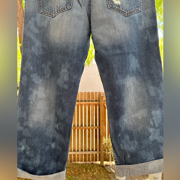 Banana Republic Medium Wash Blue Boyfriend Roby Paint Splatter Jeans Premium 30 - Picture 5 of 16